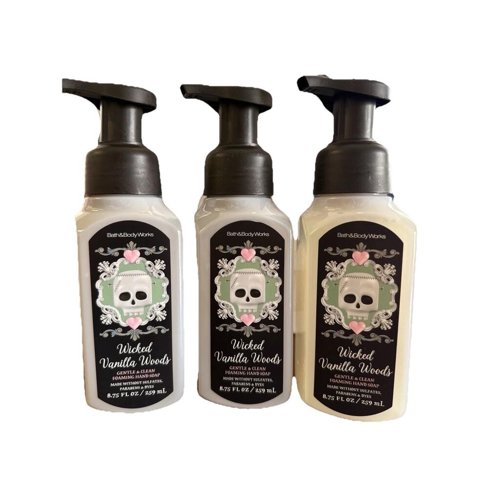 3 x Bath & Body Works NEW WICKED VANILLA WOODS Gentle & Clean Foaming Hand Soap